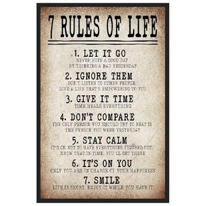 7 Rules of Life Motivational Poster for Men & Teens - Inspirational Wall Art for Office, Classroom, Bedroom- 11x17 Laminated & Positive Inspirational Quotes Print for Home or Office Decor - Unframed