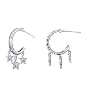 Three Stars Hoop Earrings-925 Sterling Silver Post Huggie Earrings Tiny Dangle Star Earrings Small Dangle Hoop Earrings for Women Trendy