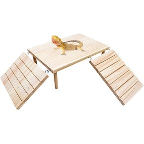 Bearded Dragon Basking Platform, Wooden Reptile Cave Hideout with Climbing Ramp, Aquariums & Terrariums Accessories for Bearded Dragons Leopard Geckos Lizards Turtles Hamsters