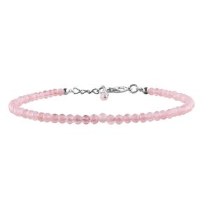 Gifts For Women Natural Pink-Rose Quartz Gemstone Full Micro Beads Dainty Bracelet Jewelry for her, Birthstone, Energy Healing Crystals, Silver Plated Chain 8 inch