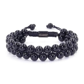 Black Crystal Beaded Bracelets for Men - COLORFEY Real Obsidian Bracelet for Men, Premium Handcrafted Mens Bracelet Obsidian 8mm, Protection Crystals Mens Jewerly Father Gifts Men Beads Bracelet 2Row