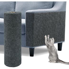 78.7"x14.6" Trimmable Cat Scratch Furniture Protector - Climbing Self-Adhesive Cat Scratching Pad Mat, Couch Protector from Claws for Scratch Post Cat Tree Shelves Wall, Dark Gray