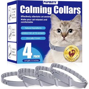 4-Pack Adjustable Calming Collars for Cats with Cat Pheromones - Relieve Stress and Anxiety, Promotes Relaxation, 60-Day Long-Lasting Comfort, Effective for Calming and Behavior Management