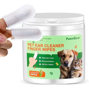 Ear Wipes for Dogs and Cats - Soothing Cleansing, Odor Removal, Natural Plant Extracts, 50 Count