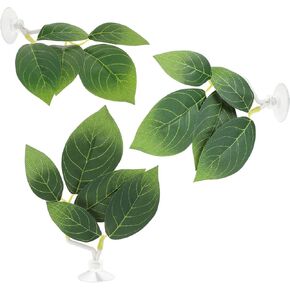 3 Pcs Fish Tank Accessories Betta Fish Leaf Pad Aquarium Décor Simulating The Natural Habitat for Betta Spawning Grounds Breeding Resting Bed with Plastic Suction Cup