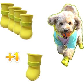 Ultra Soft Waterproof & Dirt-Resistant Yellow Dog Boots by Quality Life Hack (Plus One Free) - Size Small