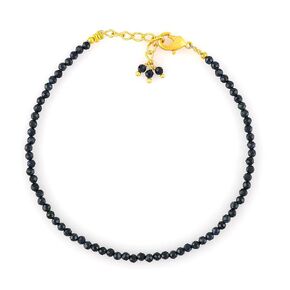Natural Lapis Lazuli Beads Bracelet Micro Faceted Gemstones Jewelry For Her, September Birthstone Energy Healing Crystals, Gold Plated Chain 8 inch, Christmas Gifts