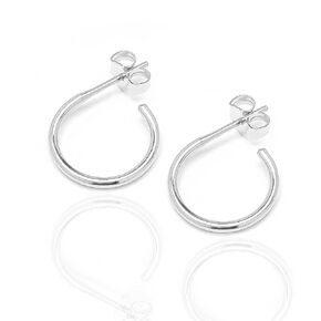 Sterling Silver Hoop Earrings, 925 Sterling Silver, 12mm, 16ga, Hoop Earrings for Women, Silver Hoops Hypoallergenic, Post Huggie Hoop Earrings, Silver Hoop for Men (12mm, Sterling Silver)