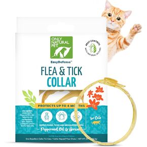 Only Natural Pet EasyDefense Flea & Tick Cat Collar - Feline Flea Collars Flea and Tick Control - Pet Flea Care That Protects up to 4 Months - for Cats (Single)