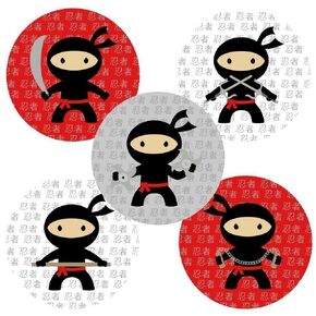 Ninja Sticker Labels by Adore By Nat - Party Favors and Envelope Seal Party Supplies Decoration - Set of 50