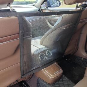Dog Car Net Barrier, Pet Car Divider Back Seat Barrier Net, Vehicle Divider Mesh Gate on Backseat, Easy to Clean and Install, Adjustable for Universal Car Fit with Stretchy Bungee Cords