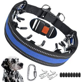 طوق للكلاب بدون سحب، طوق مسنن للكلاب الصغيرة والمتوسطة والكبيرة، طوق قرصة للكلاب مع إبزيم سريع التحرير، غطاء طوق مسنن، وصلات إضافية، مشبك أمان، أطراف مطاطية in Kuwait