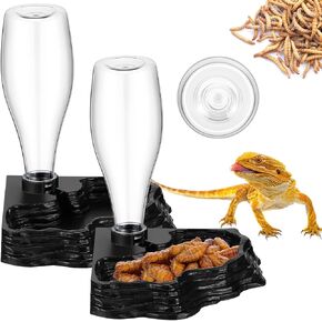 Reptile Water Feeder, 2 Pack, Automatic Water Dispenser, 13.5Oz, for Bearded Dragon, Terrarium, Turtle, Geckos, Frog