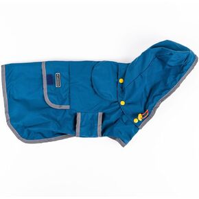 Wilderdog Dog Jacket Waterproof Raincoat with Breathable interior, Removable Hood, Torso strap, Secure closures, Back pocket and Two hanging loops, Foldable into back pocket