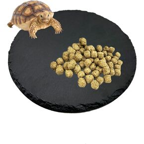 Reptile Basking Platform 2Pcs Large Turtle Rock Feeding Platform Plate Slate Food Dish Bowl Bathing Rock Resting Terrace for Lizard Bearded Dragon Chameleon Newt Gecko Snake (13.7''/35CM)