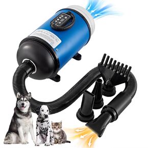 UNICOO Pet Dryer & Grooming Vacuum with Adjustable Speed & Temperature Control, Low Noise, 4 Nozzles, 1850 Watts, Blow Dry & Vacuum Functions for Dogs (Yellow)