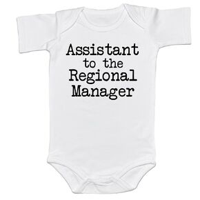 Assistant to the Assistant Regional Manager Onesie Funny The Office Baby Romper Pregnancy Announcement Shower Gift (0-6 Months, Short Sleeve Romper)