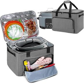 LUXJA Large Carrying Bag Compatible with Ninja Foodi Possible Cooker Pro, Carrying Case with Hard Bottom Pad Compatible with Ninja 8.5 Qt Multicooker, Gray