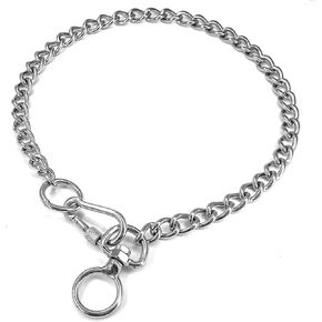 Chain Dog Collars Stainless Steel Metal Chew Proof Necklace Slip P Chain with Connect Clasp for Small Medium Large Dogs Training and Walking.
