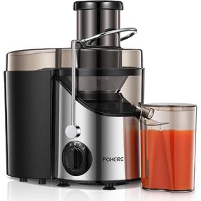 FOHERE Juicer Machines 600W, 3" Wide Feed Chute Juicer Extractor for Whole Fruit and Vegetables, Anti-slip Feets, 3 Speeds Setting