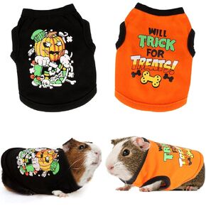 YUEPET 2 Pack Guinea Pig Shirts Warm Vest Cute Printed Clothes for Guinea Pig Hamster Ferret Chinchilla Kitten Cosplay Pet Apparel