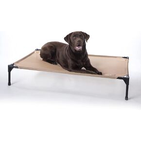 سرير أطفال مرتفع للكلاب في الهواء الطلق من K&H Pet Products، سرير تبريد مرتفع مع شبكة قابلة للتنفس قابلة للغسل للكلاب الكبيرة، سرير الحيوانات الأليفة المرتفع المحمول، سرير أرجوحة بإطار معدني شديد التحمل، كبير، أسمر ضارب للصفرة