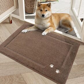 BEQHAUSE Dog Door Mat for Muddy Paws Dirt Trapper Absorbent Mud Mat for Dogs Non-Slip Washable Entryway Rug Low-Profile Soft Indoor Door Mats for Muddy Wet Shoes and Paws,Dark Grey 32"x48"
