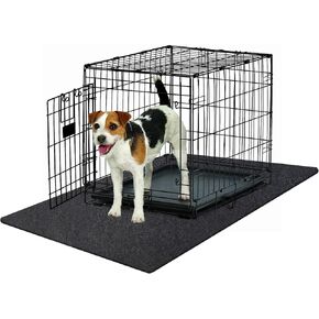 Dog Crate Pad - Non-Slip, Waterproof, Absorbent Dog Playpen Mat - Dog Crate Pad Liner Protect Floors - Soft, and Reusable -Dog Crate Mat Ideal for Puppies and Senior Dogs (Black, 29" x 48")
