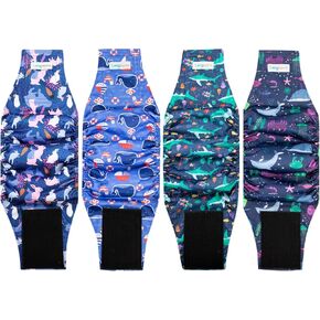 Male Dogs Diapers Belly Bands(4Pack), Washable Reusable Male Boy Doggy Wraps Panties for Doggie Puppy Pooping Potty Training Incontinence Marking Pañal para Perro Small