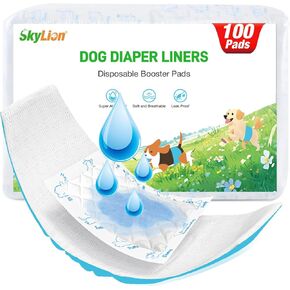 Dog Diaper Liners Booster Pads, 100ct Disposable Dog Diapers Inserts Male Female for Washable Doggie Belly Bands Wraps Covers Period Panties(Large)
