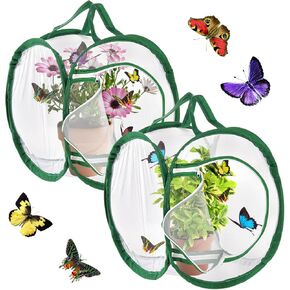 ZENFUN 2 Packs Insect and Butterfly Habitat Cages, Monarch Insect Mesh Cage, Caterpillar Enclosure, Butterfly Habitat, Terrarium Pop-up(12 x 12 x 12)