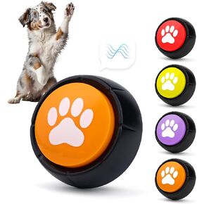 PetnBeyond Dog Talking Buttons - Communication Starter Pack, 4 PCS Dog Training Buttons, 30 Second Record Button for Pet Voice Training, Speaking Buttons for Cats and Dogs, 30s Voice Recordable Pet