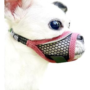 Dog Muzzle for Small Dogs Breathable Adjustable, Chihuahua Shih Tzu Puppy, Soft Air Mesh Muzzle for Grooming Vet Visits, Prevent Biting Fierce Barking (Cherry-red, XXS)