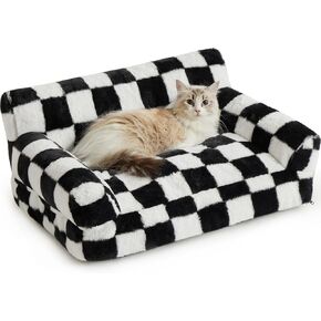 BFPETHOME Cat Couch Bed & Dog Couch Bed, Pet Couch Bed for Small Pet, Cute Dog Sofa Bed, Cat Sofa & Pet Sofa with Non-Slip Bottom, Checkered Dog Bed with Washable Cover (Green&White)