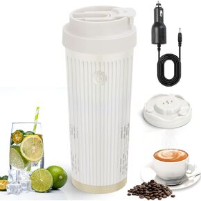 حامل أكواب السيارة ShineMe 2 في 1 مبرد مشروبات القهوة، كوب تسخين وتبريد 12 أونصة مع غطاء، كوب قهوة ذاتي التسخين/التبريد، سخان/مبرد كوب السيارة للسفر للمشروبات، زجاجات الأطفال... (بيج) in Kuwait