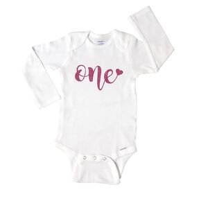 First Birthday Outfit Girl, Choose Your Color, 1st Birthday Onesie, 1 Year Old 12 18 24 Month, Smash Cake Outfit, Short or Long Sleeve, Glitter 002 (18 Month Bodysuit, Long Sleeve, Glitter Blush)