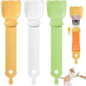 3Pcs Cat Treat Squeeze Spoon Dispenser Happy Spoon for Cats, Multifunctional Cat Strip Feeders, Cat Food Spoon for Cat Liquid Snack Lickable Cat Feeding, Cat Sliding Dispenser(Orange White Green)