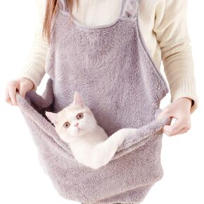 حقيبة نوم للقطط تحمل مريلة لحمل الحيوانات الأليفة وحقيبة الكنغر للقطط الصغيرة والجراء المصنوعة من الصوف وحقيبة لحمل الحيوانات الأليفة الصغيرة (مقاس واحد، رمادي) in Kuwait