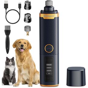 Upgraded Dog Nail Grinder Quiet - 3-Speed Professional Dog Nail Trimmers with 2 LED Lights for Large Medium Small Dogs/Cats, Electric Pet Nail Grinder for Dogs with Dust Cap