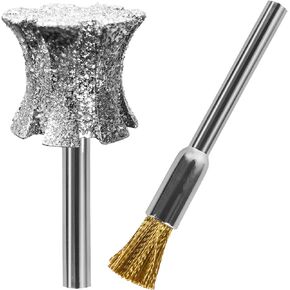 Faster Cooling Pet Nail Grinder Tip Sawtooth Bit, Anti-Clogging Diamond Dog Nail Grinding Head with Steel Brush for 1/8" Dremel Rotary Tools & Many Brands for Small Medium Large & Anxious Dogs