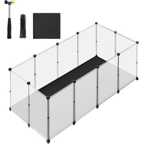 SONGMICS 20 Panels Guinea Pig Playpen,Removable Oxford Fabric Mat,Small Animal Pen, Pet Fence Indoor,DIY Plastic Enclosure for Hamsters, Rabbits, Hedgehogs, 49.2 x 24.8 x 16.5 Inches, White ULPC009W01