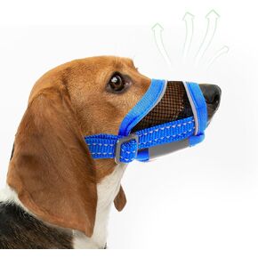 كمامة للكلاب، كمامة شبكية ناعمة قابلة للتنفس، كمامة شبكية هوائية للكلاب مع حزام عاكس وقابل للتعديل من أجل العض والمضغ، تسمح بالشرب، كمامة للكلاب الصغيرة (أزرق، صغير) in Kuwait