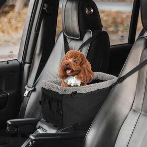 Center Console Dog Car Seat for Small Dogs Pets up to 12 lbs Pet Booster Car Seat with Additional Safety Belt Puppy Rope Hook Warmth, Soft, Comfortable and Washable