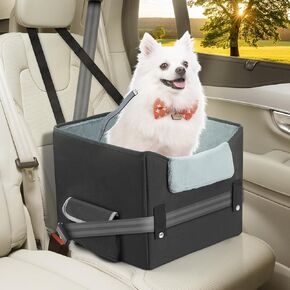 Dog Car Seat - Upgrade Super Soft Memory Foam Booster Car Seats for Small Medium Dogs, Dog Bed Washable with Storage Pockets Clip-On Safety Leash and Foam Filling Pet Travel Accessories up to 35lbs
