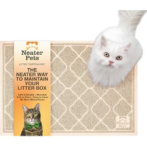 Neater Pets Neater Mat Litter Trapping Mat, Thick & Durable Material Catches Mess from Kitty Litter Box to Protect Floors, Soft on Cats Paws, Anti-Skid Backing, Easy to Clean, Beige, 23" x 35"