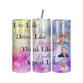 "Golden Girls!" 20oz Tumbler Sublimation Design | Yoga Slim Tumblers w. Lid - 20 Oz - Vacuum Insulated - Stainless Steel Double Wall