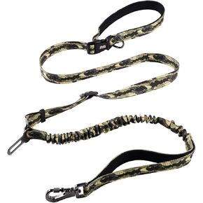 QQPETS Hands Free Dog Leash with Car Seat Belt, Adjustable No Pull Bungee Dog Running Waist Leash, Versatile Crossbody Rope for Walking, Jogging and Hiking