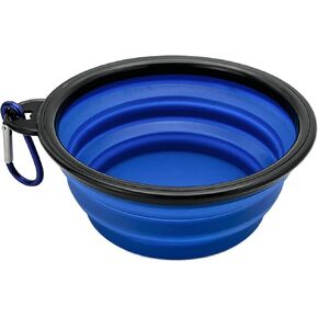 Cutie's PetBox Collapsible Travel Water & Food Bowl for Dogs and Cats, Small 12oz 350ml Volume, Full Height (Blue, Small 12oz)