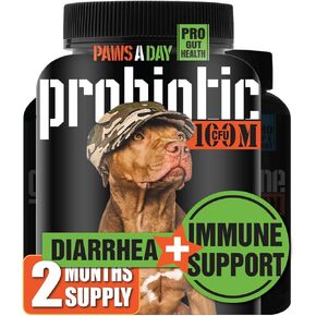 Canine Probiotics for Dogs Diarrhea Relief Flora & Immune Support – “Army Soldier Owned" Veterinary Dog Probiotics for Digestive Health, Firmer Stools & Sensitive Stomach, 60 Yummy Tablets (Pack of 1)
