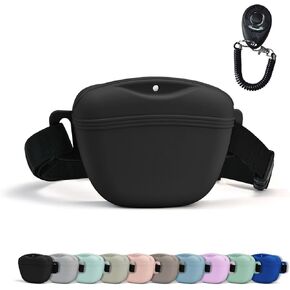 AUDWUD Upgraded Version of Silicone Treat Bag,Tighter Sealing to Prevent Food from Falling out While Walking;Comes with a Belt for Convenient Wearing;also Includes a Training Clicker